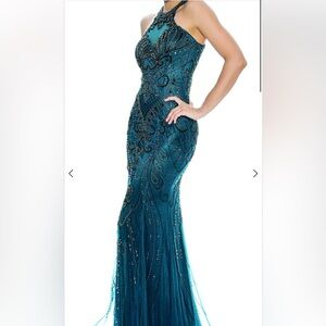 Stella Couture Gown (size 0, Peacock color) BRAND NEW W/ TAGS